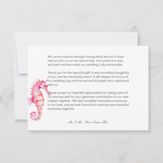 Waterverf Moderne Palmen & Strand Scène Bruiloft Bedankkaart (Achterkant)