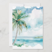 Waterverf Moderne Palmen & Strand Scène Bruiloft Kaart (Achterkant)