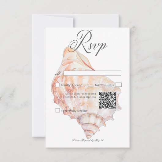 Waterverf Moderne Palmen & Strand Scène QR Code RSVP Kaartje (Voorkant)