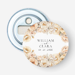 Waterverf moderne pioen pastel bloemenbruiloft button flesopener