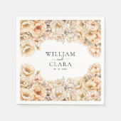 Waterverf moderne pioen pastel bloemenbruiloft servet (Voorkant)