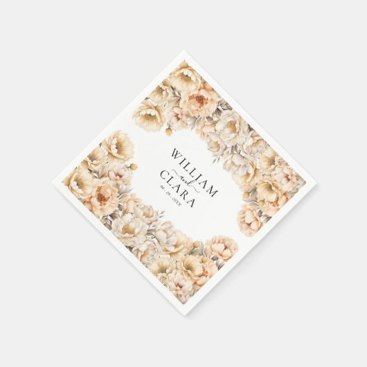 Waterverf moderne pioen pastel bloemenbruiloft servet (Hoek)