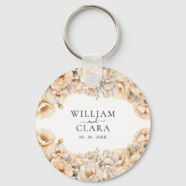 Waterverf moderne pioen pastel bloemenbruiloft sleutelhanger