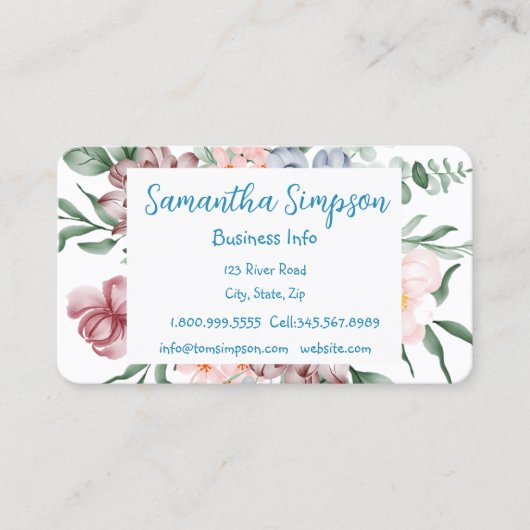 Waterverf moderne professionele elegante bloemen m visitekaartje (Voorkant)