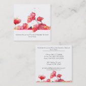 *~* Waterverf Moderne rode papaverbloem Vierkante Visitekaartje (Voorkant / Achterkant)