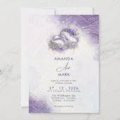 Waterverf moderne trendy elegante Lila bruiloft Kaart (Voorkant)