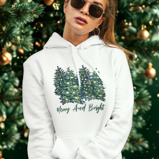 Waterverf moderne vrolijke en heldere kerstboom hoodie