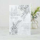 Waterverf Moderne winterbruiloft Bossen Kaart (Staand voorkant)