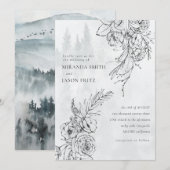 Waterverf Moderne winterbruiloft Bossen Kaart (Voorkant / Achterkant)