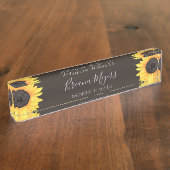 Waterverf Moderne zonnebloem Brown Business Naambordje (Zijkant)