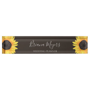 Waterverf Moderne zonnebloem Brown Business Naambordje