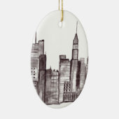 Waterverf moderne zwarte stad Manhattan New York Keramisch Ornament (Rechts)