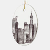 Waterverf moderne zwarte stad Manhattan New York Keramisch Ornament (Links)