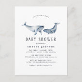 Waterverf Moeder Baby Whale Nautical Baby shower Uitnodiging Briefkaart (Voorkant)