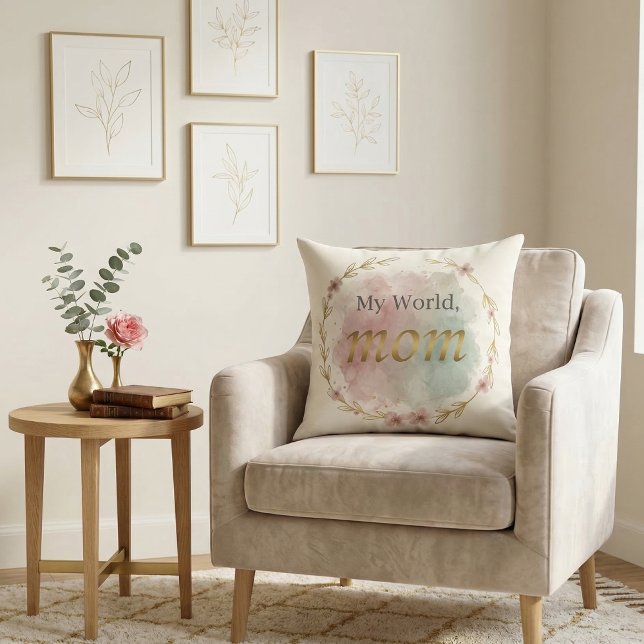 Waterverf Moeder Citaat Kussen Ontwerp (Floral mom pillow – cozy and meaningful Mother’s Day gift)