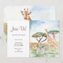 Waterverf Moeder en Baby Afrikaanse Dieren Feest