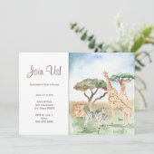 Waterverf Moeder en Baby Afrikaanse Dierenpartij Kaart (Staand voorkant)