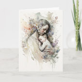 Waterverf moeder en Baby Kaart (Voorkant)