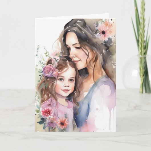 Waterverf moeder en dochter | Moederdag Kaart (Voorkant)