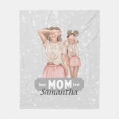 Waterverf moeder en dochter personaliseren | Grijs Fleece Deken (Voorkant)