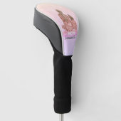 Waterverf moeder en dochter personaliseren | Roze Golfheadcover (Schuin)