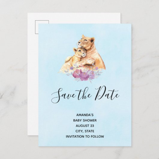 Waterverf moeder loon en kuil opslaan datum uitnodiging briefkaart (Voorkant / Achterkant)