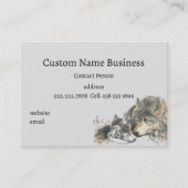 Waterverf moeder of vader Wolf met Cubaanse zakenl Visitekaartje (Voorkant)