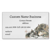 Waterverf moeder of vader Wolf met kubussen Magnetisch Visitekaartje (Voorkant)