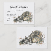 Waterverf moeder of vader Wolf met kubussen Visitekaartje (Voorkant / Achterkant)