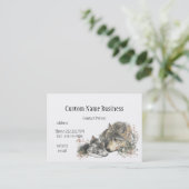 Waterverf moeder of vader Wolf met kubussen Visitekaartje (Staand voorkant)