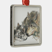 Waterverf Moeder Wolf & Cubaanse dierenkunst Metalen Ornament (Rechts)