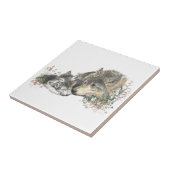 Waterverf Moeder Wolf & Cubaanse dierenkunst Tegeltje (Zijkant)