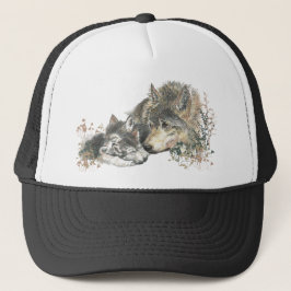 Waterverf Moeder Wolf & Cubaanse dierenkunst Trucker Pet