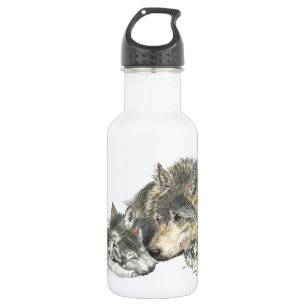 Waterverf Moeder Wolf & Cubaanse dierenkunst Waterfles
