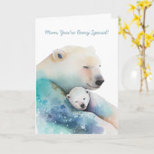 Waterverf Moederdag Beer Kaart (Gele Bloem)