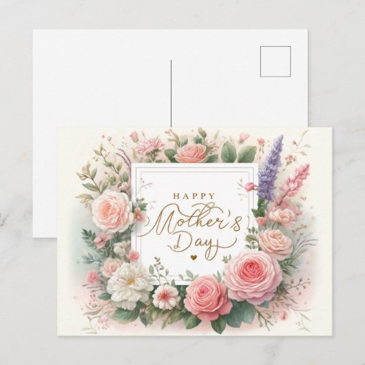 waterverf Moederdag briefkaart (Voorkant / Achterkant)