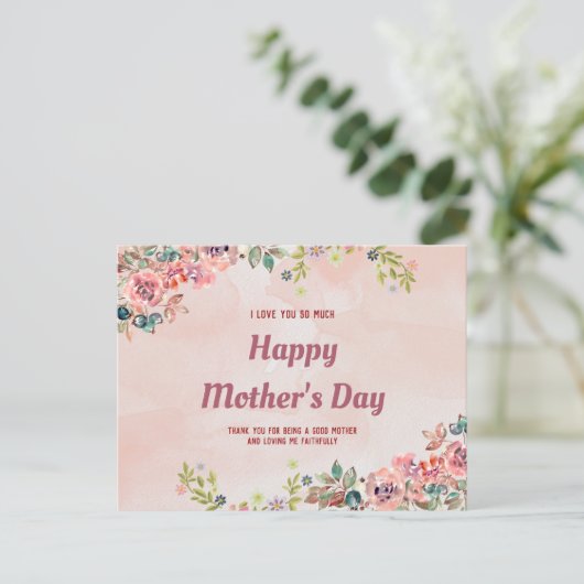 Waterverf Moederdag Briefkaart (Staand voorkant)