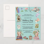 Waterverf Moederdag Floral Garden Party Uitnodiging Briefkaart (Voorkant / Achterkant)