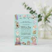 Waterverf Moederdag Floral Garden Party Uitnodiging Briefkaart (Staand voorkant)