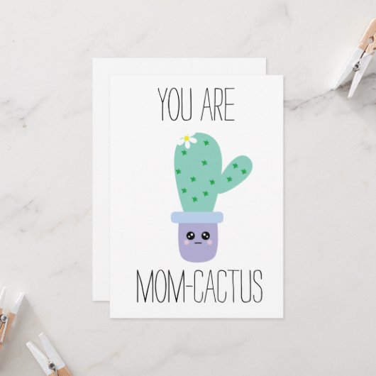Waterverf Moederdag Funny Kawaii Cactus Kaarten (Voorkant / Achterkant in situ)