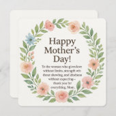 Waterverf Moederdag Geschenk met Bloemen Feestdagenkaart (Voorkant / Achterkant)