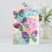Waterverf Moederdag Kaart met Vlinders (Staand voorkant)