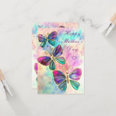 Waterverf Moederdag Kaart met Vlinders (Voorkant / Achterkant in situ)