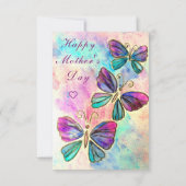 Waterverf Moederdag Kaart met Vlinders (Achterkant)