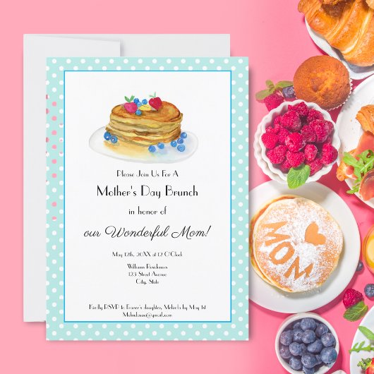 Waterverf Moederdag Pannenkoeken Brunch Feest Kaart