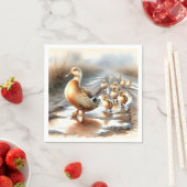 Waterverf moedereend met eendjes servet (Insitu)