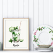 Waterverf Mojito Cocktail Art Print Keukenbar