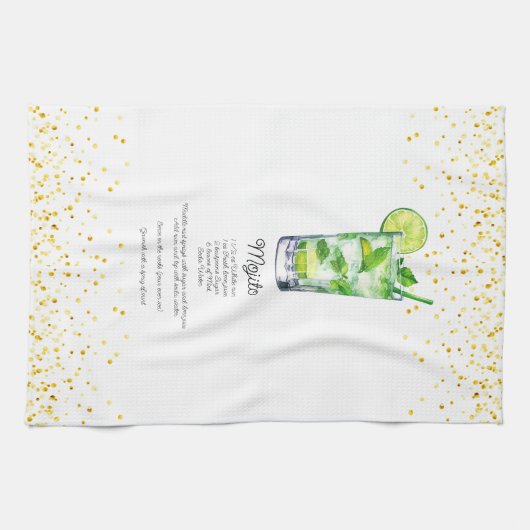 Waterverf Mojito Custom Drink Recept Theedoek (Horizontaal)