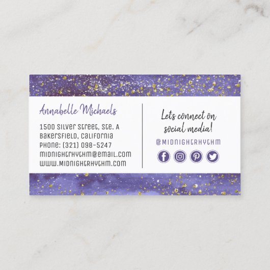 Waterverf Mon Lunar Cycle Night Sky Sociale Media Visitekaartje (Achterkant)