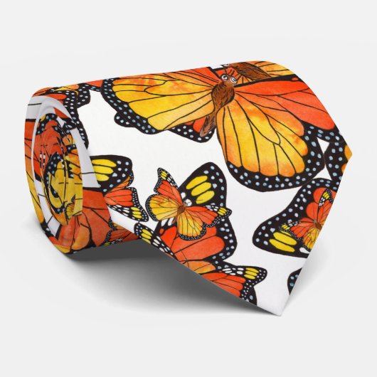 Waterverf Monarch Butterflies 5 Stropdas (Opgerold)